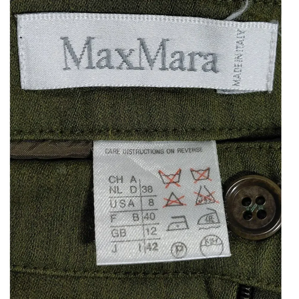 MaxMara Wool Blend Made in Italy Green Pencil Knee Length Skirt Women Size 8
